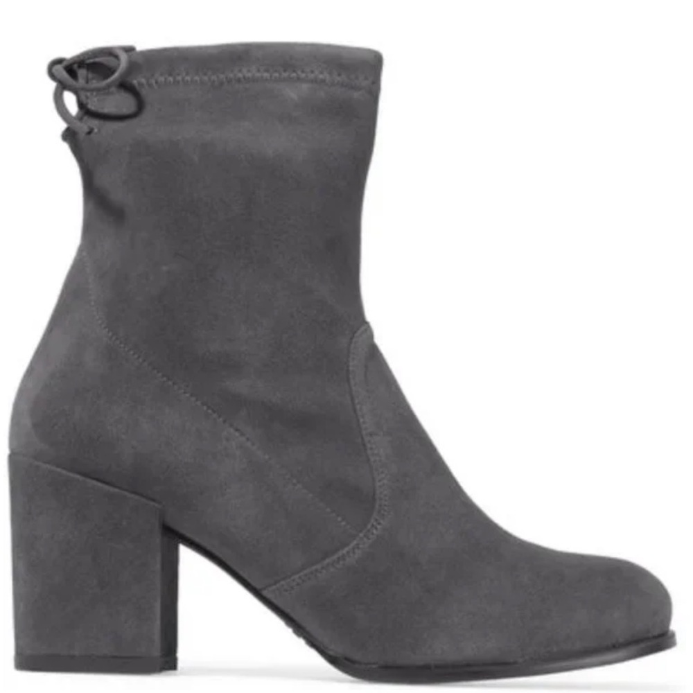 Stuart Weitzman Shorty Slate Gray Suede Block Heel Ankle Boots